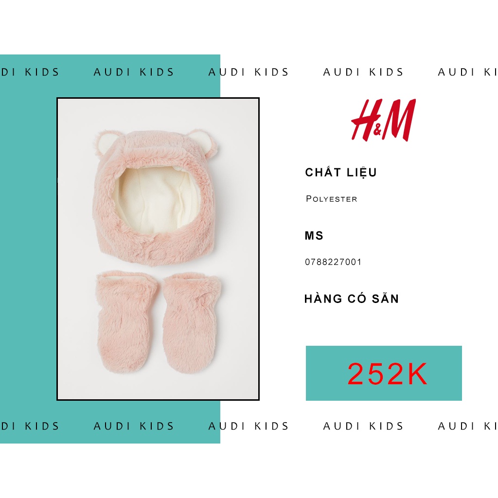 Set mũ trùm đầu kèm găng tay cực ấm cho các bé từ 1 đến 2 tuổi - H&M chính hãng