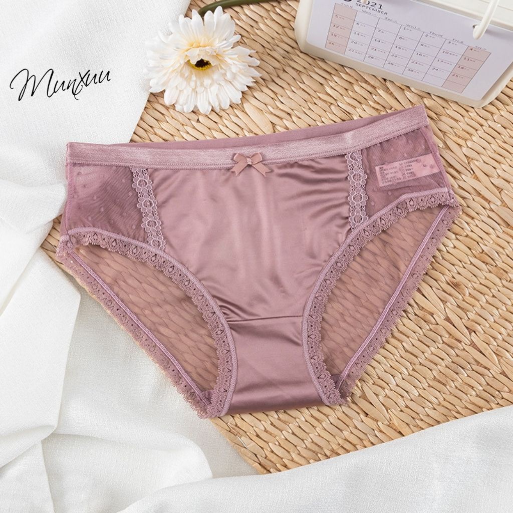 Quần lót đúc su cao cấp phối ren kim sa siêu thông thoáng gợi cảm - MUNXUU QC100