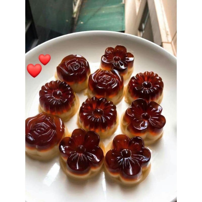 Khuôn rau câu, thạch trà sữa hình bông hồng, bông cúc, bông mai - 10 viên