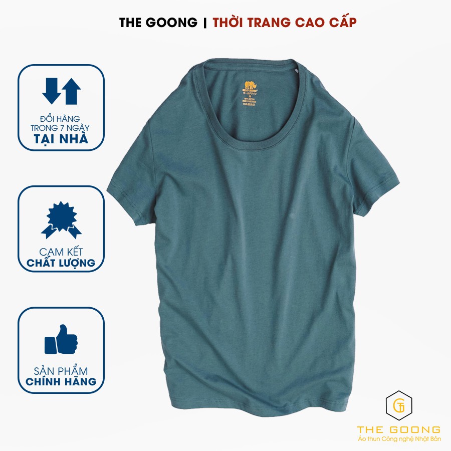 Áo Phông Trơn Nữ TheGoong Cổ Tròn, Áo Thun Nữ Basic Cotton Cao Cáp Hàng Hiệu Thoáng Mát Kháng Khuẩn Tay Ngắn Xanh Đá