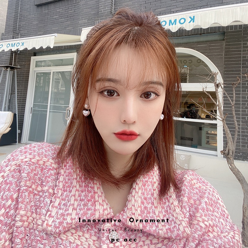 Khuyên Tai Hình Trái Tim Đính Ngọc Trai Nhân Tạo Thời Trang