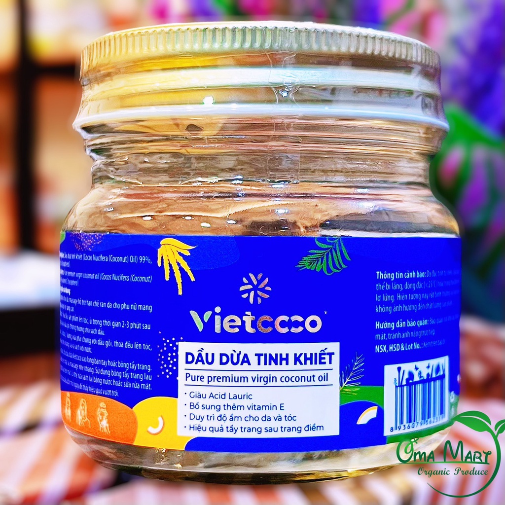 Dầu dừa hữu cơ ép lạnh dạng hũ Vietcoco 200ml