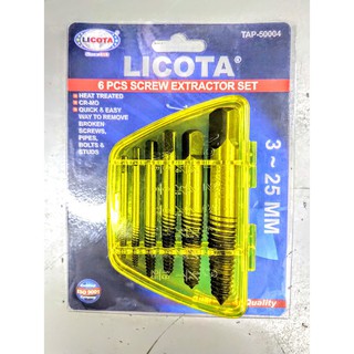 Bộ mũi vít tháo mở bu lông ốc vít gãy hỏng 6 cây licota tap-50004
