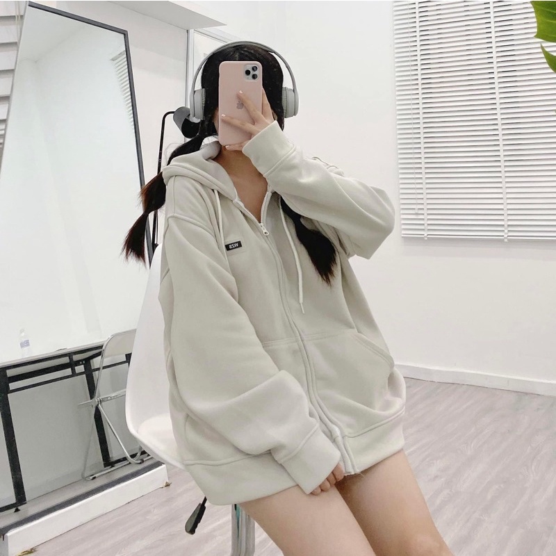 [ Chính Hãng ] Áo Khoác Zip Kéo Unisex Màu Xám Tag Nhựa WZS -pqk boutique