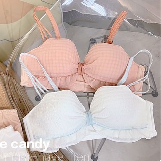 Set Áo Ngực Không Gọng Thép Chống Chảy Xệ Phối Ren Dễ Thương Ngọt Ngào Phong Cách Nhật Bản Cho Nữ