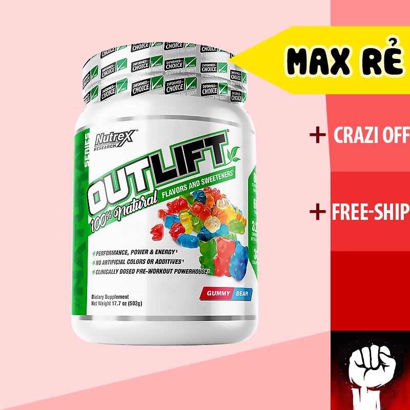 OUTLIFT | Nutrex Outlift Natural - Tăng Sức Mạnh Không Chất Tạo Màu 20 Lần Dùng - Chính Hãng - Muscle Fitness