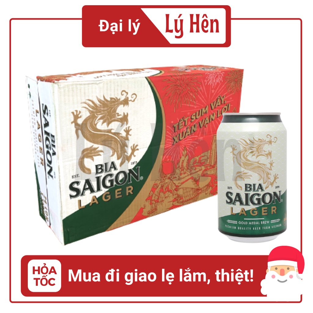 Thùng 24 Lon Bia Saigon Larger Sài Gòn Trắng 330ml/Lon Date Luôn Mới