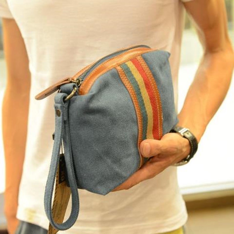 Túi Đựng Điện Thoại / Tiền Xu / Điện Thoại Di Động Unisex Bằng Vải Canvas Họa Tiết Trái Tim Màu Tím Phong Cách Mới