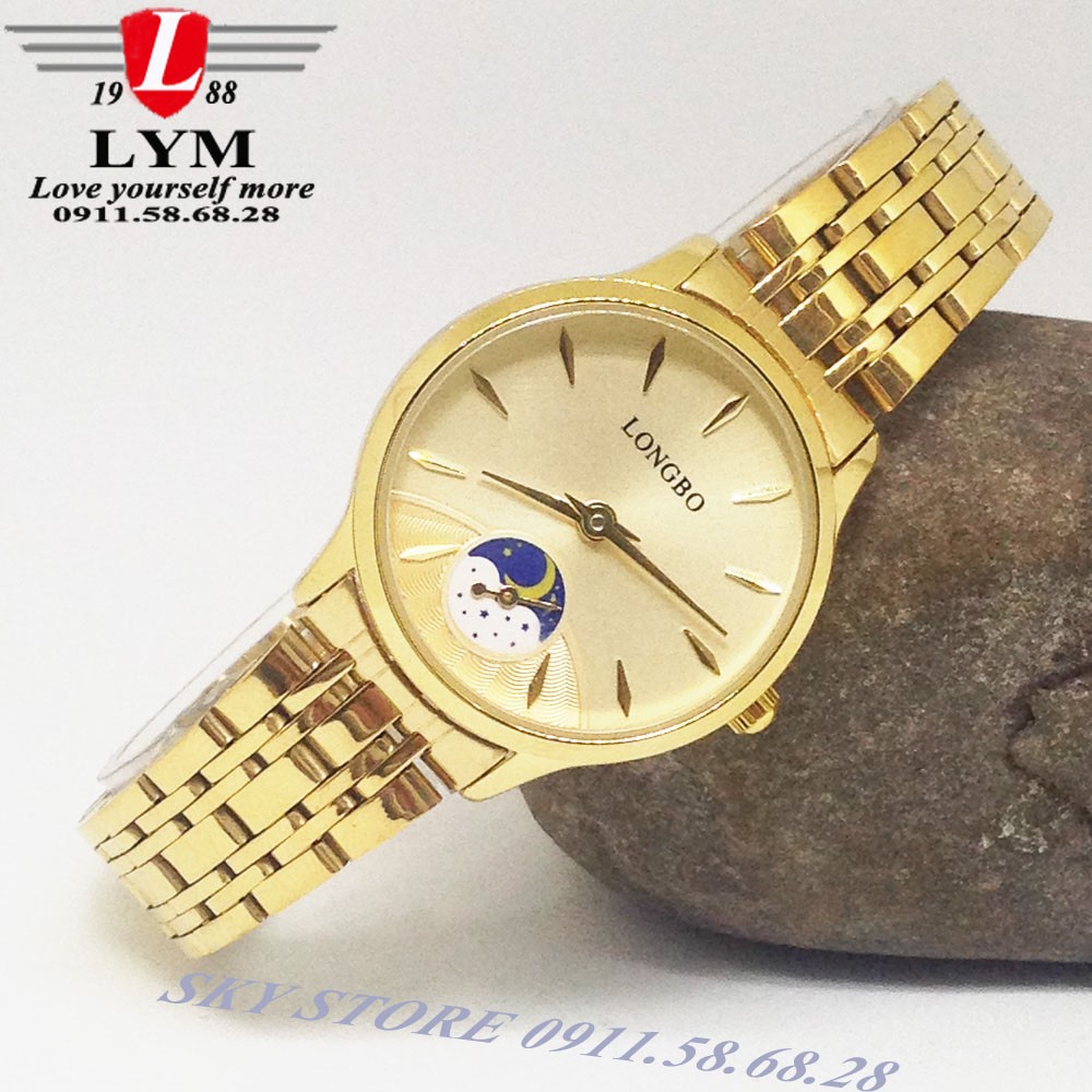 Đồng hồ nữ dây thép vàng không gỉ LONGBO 8063 (vàng)