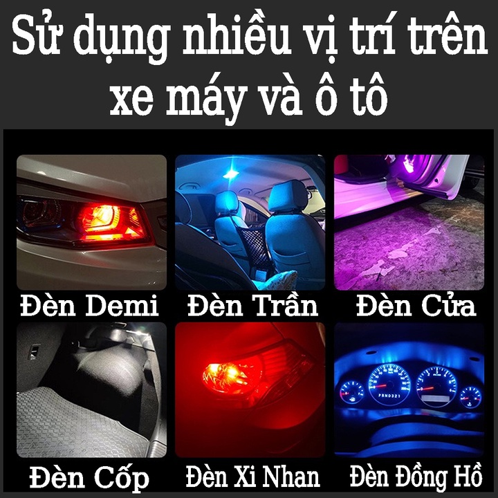 Đèn Led Demi Lắp Mặt Đồng Hồ, Xi Nhan, Biển Số, Đèn Trần, Đèm Sườn, T10 Dùng Cho Ô Tô Xe Máy