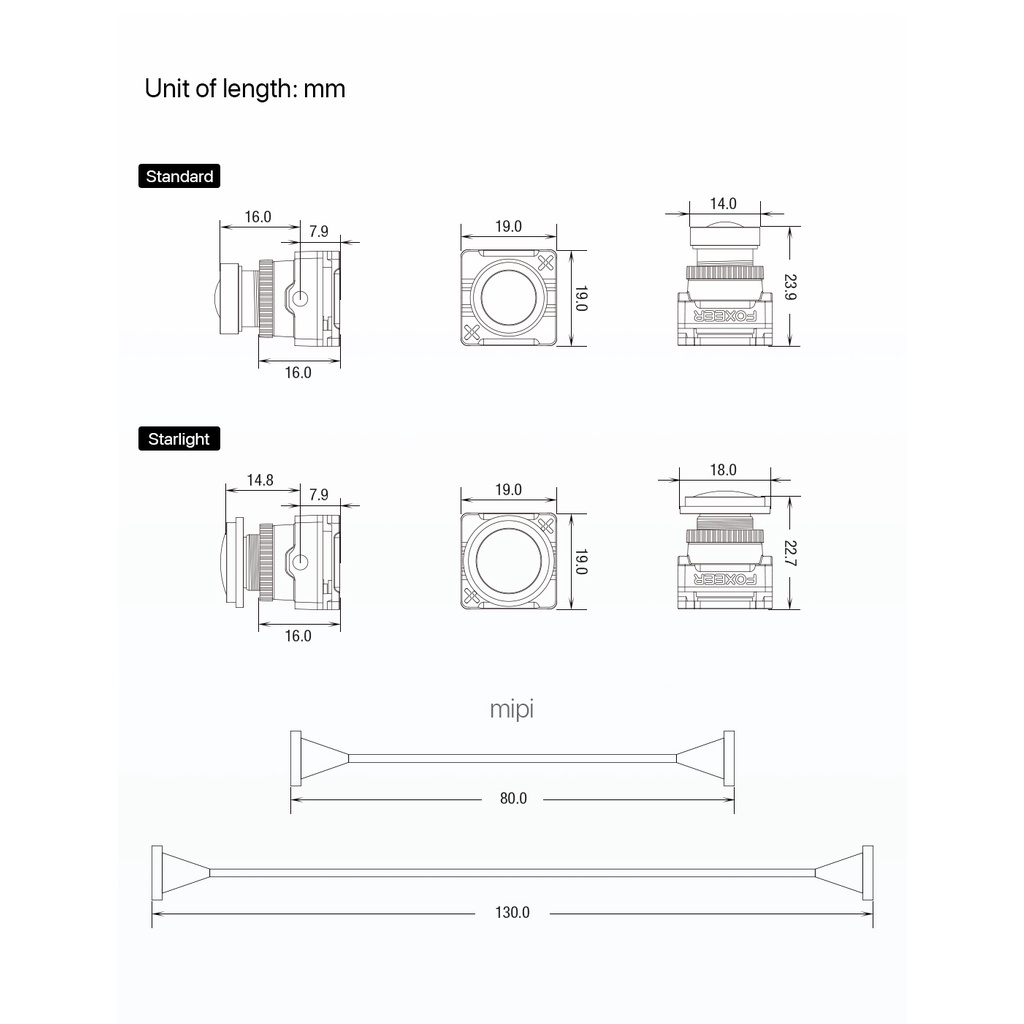 Máy ảnh kỹ thuật số Foxeer Apollo 720P 60fps 3ms 19X19mm cho Máy bay DJI FPV