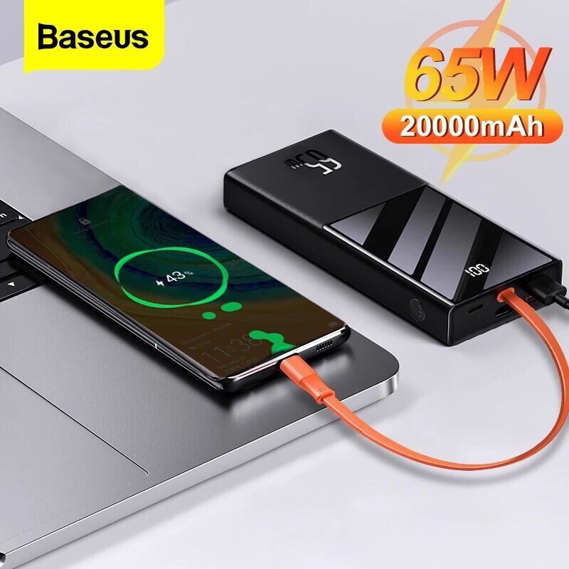 Pin sạc dự phòng công suất cao vào ra 2 chiều 65W dung lượng 20.000mAh Baseus Elf Digital Display Fast Charging