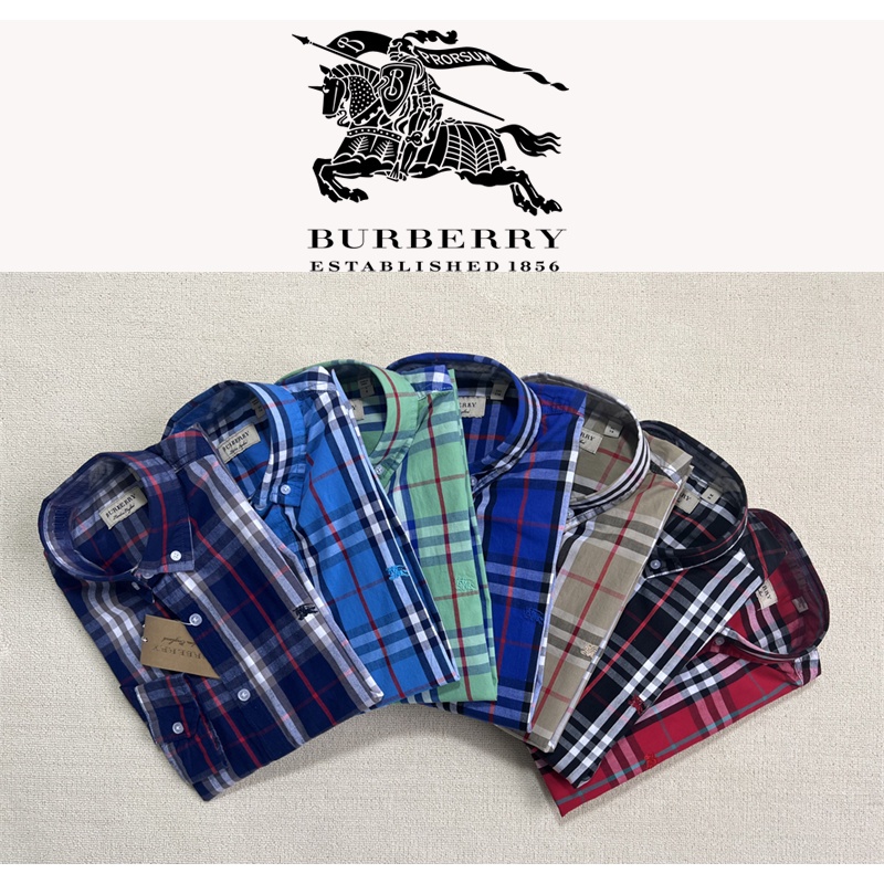 Áo Sơ Mi Burberry Tay Dài Dáng Ôm Sọc Ca Rô Vải Oxford Thêu Họa Tiết Thời Trang Cao Cấp Cho Nam
