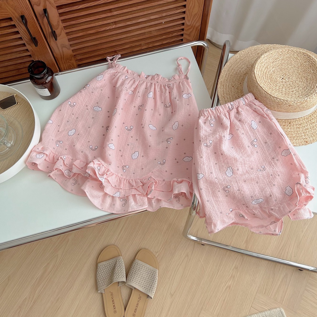Set đồ ngủ Pyjama 2 dây chất mềm mát cute ảnh thật (Hàng sẵn)