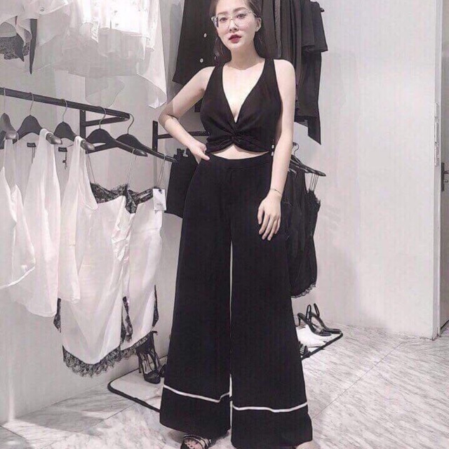 Set Áo Xoắn Quần Ống Rộng