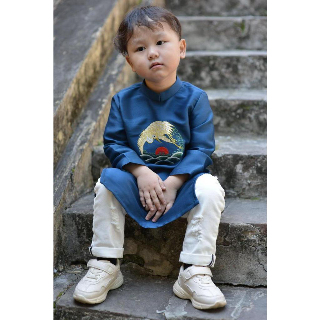 [HÀNG CAO CẤP] Áo dài Tết taffa thêu bé trai