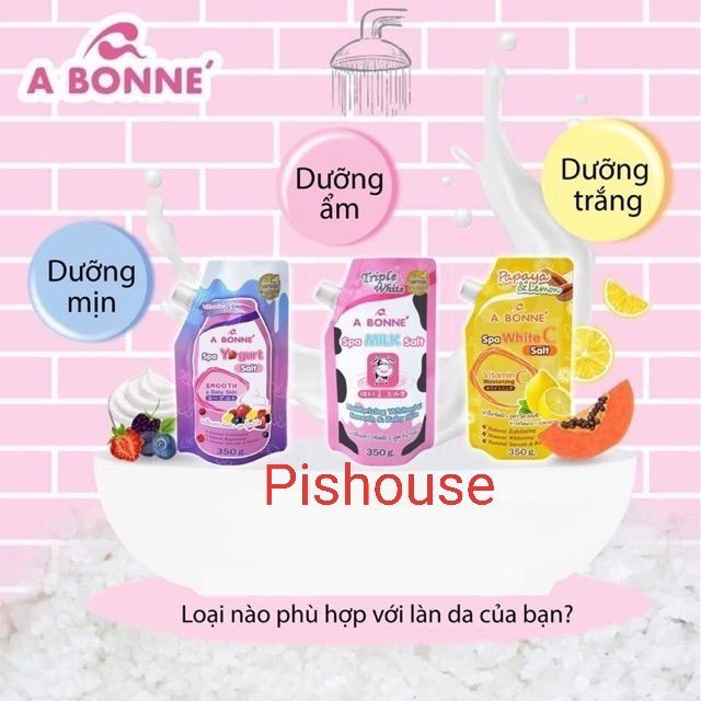 Lời khen ngợi đáng giá (9 loại) Muối tắm tẩy tế bào chết trắng da Abonne 350g Thái Lan
