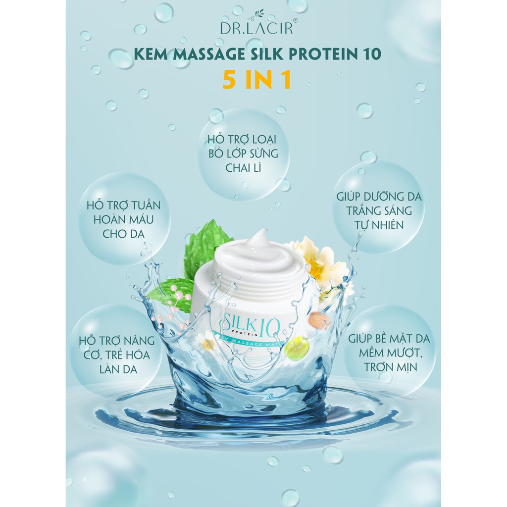 Kem Massage Mặt Drlacir-Silk Protein 10 -Hộp 100g,Giúp da thon gọn,săn chắc,Hỗ trợ nâng cơ,Loại bỏ lớp da chai lì