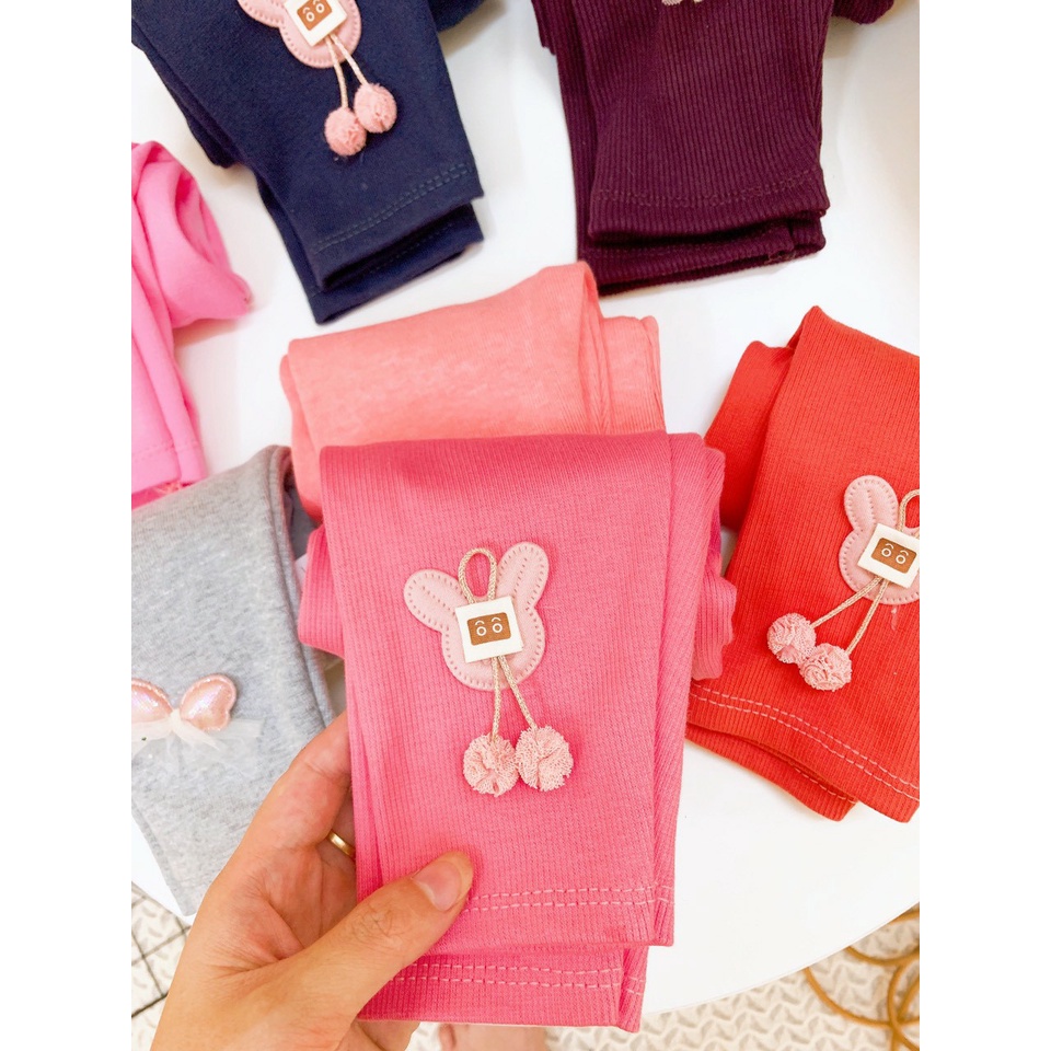Quần legging đính nơ chất len tăm cho bé gái từ 8-18kg