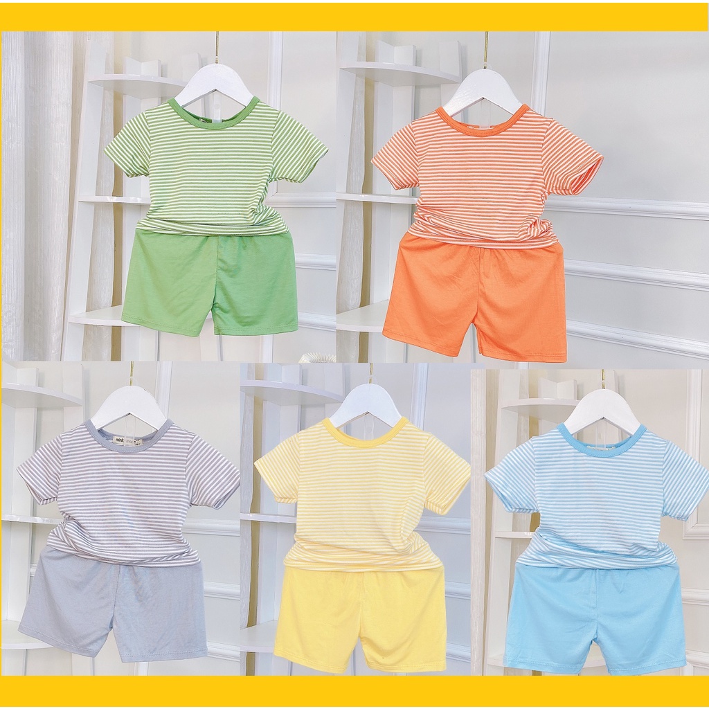 Đồ bộ MINKY MOM size đại cho bé trai bé gái cộc thun sọc, quần áo trẻ em monky mặc nhà cho bé 1 2 3 4 5 6 7 tuổi BC001