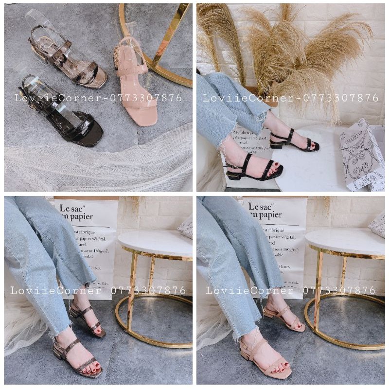 GIÀY SANDAL CAO GÓT LOVIIECORNER - SANDAL QUAI MẢNH GÓT VUÔNG HIỆN ĐẠI  5CM G190209