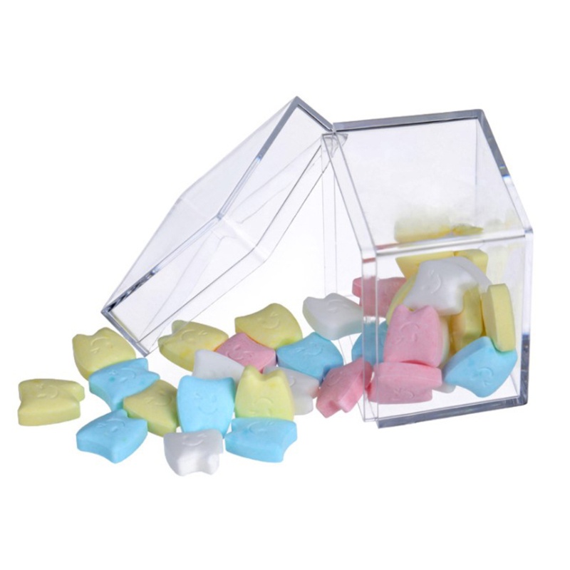 Bộ 12 Hộp Đựng Kẹo Bằng Acrylic Hình Vuông Màu Trong Suốt Dùng Cho Tiệc Cưới / Tiệc Em Bé