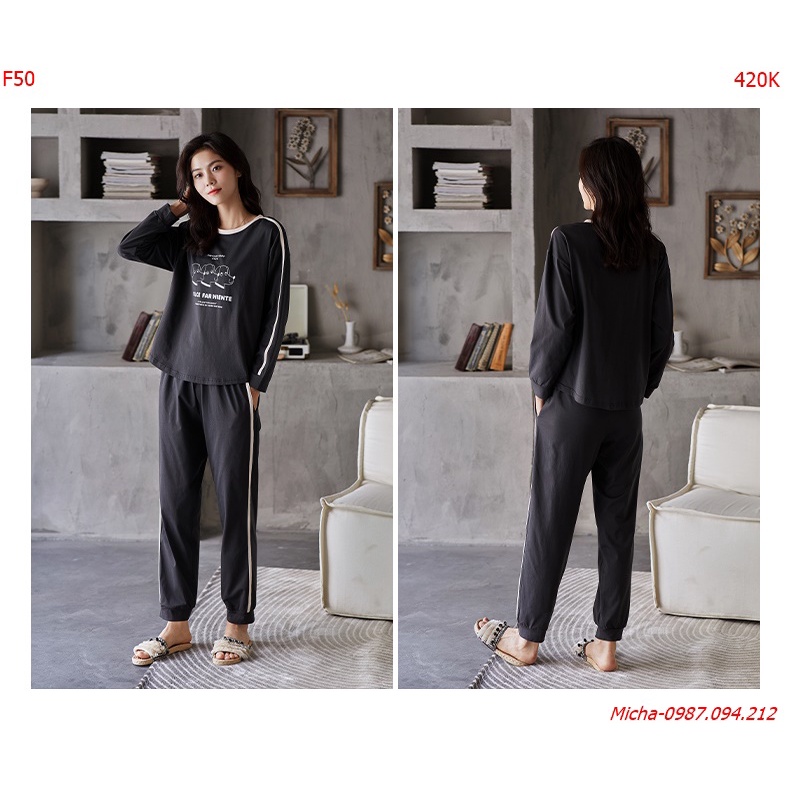 Bộ dài tay xám (vải dày vừa phải) - Micha F50