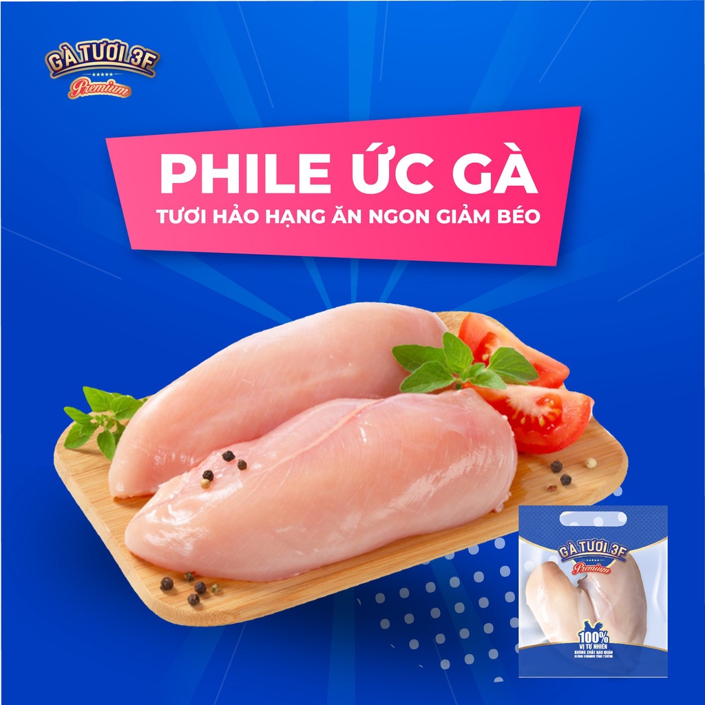 3F VIET FOOD Bao Bì 1KG Phi Lê Ức Gà (Nhận hàng 1-2 ngày sau khi order)