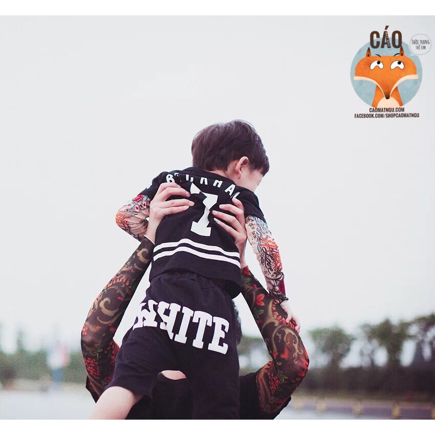 Áo thun cotton xăm 9-24kg cho bé trai Body tattoo trẻ em tay giả xăm