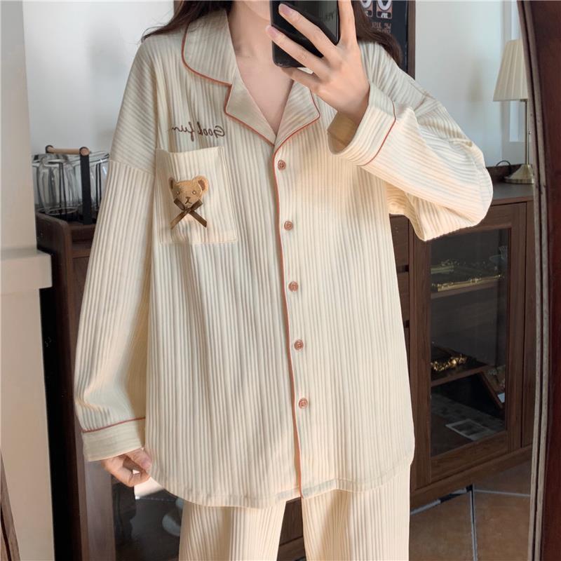 Bộ đồ ngủ tay dài phong cách Nhật Bản ngọt ngào thời trang thu đông cho nữ