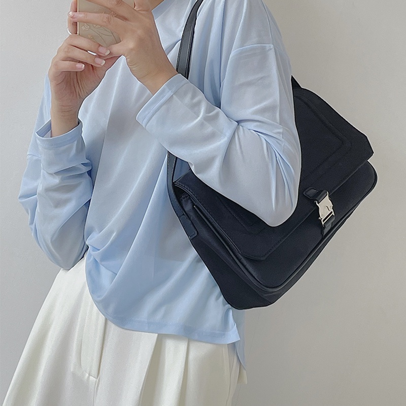 Túi đeo chéo bằng nylon màu sắc đơn giản phong cách Hàn Quốc