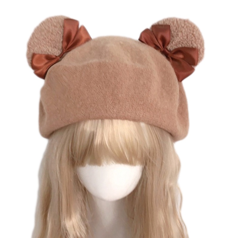 Mũ Nồi Kiểu Họa Sĩ Lolita Tai Gấu Dễ Thương Giữ Nhiệt Thời Trang