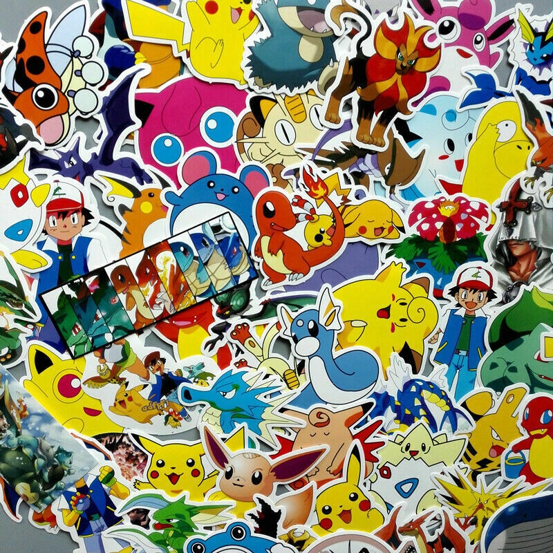 Bộ 60 miếng sticker hình hoạt hình Pokemon Go dán laptop , va li