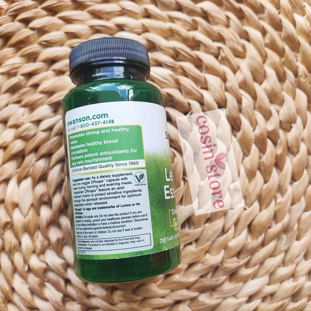 Viên uống Swanson Leg Vein Essentials 60 viên Delayed Release hỗ trợ ngăn ngừa giảm suy giãn tĩnh mạch Cosin Store