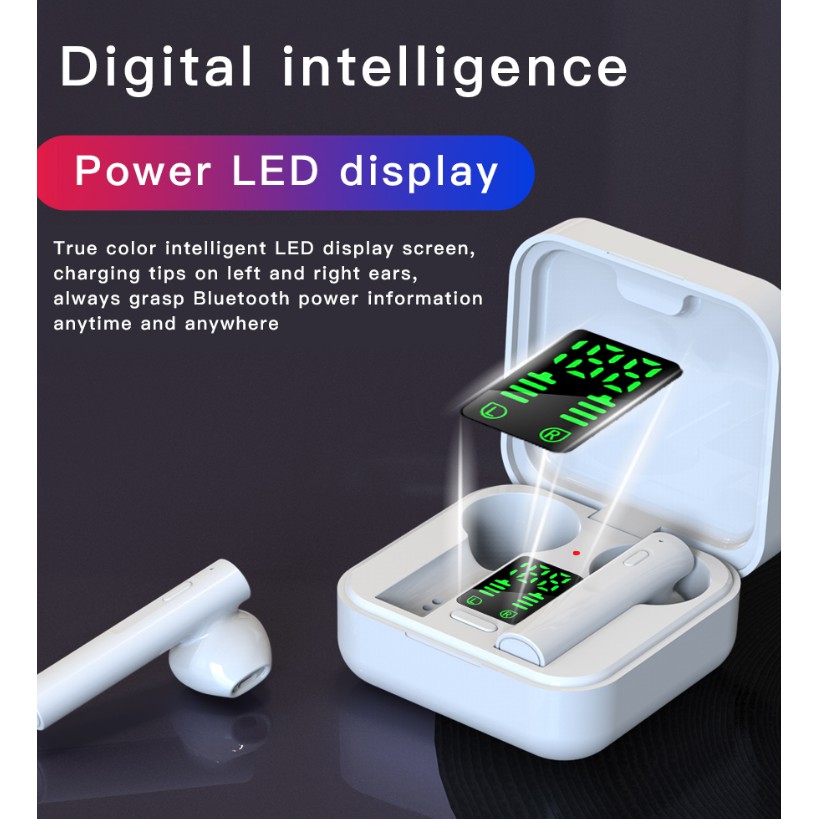 Tai nghe Không dây Bluetooth 5.0 AI6 plus có hộp sạc, thiết kế mini, dùng để chơi game sạc pin hấp thụ điện mặt trời