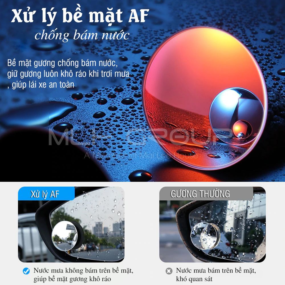 Bộ 2 Gương Lồi Tràn Viền Xoay 360 độ Gắn Cho Kính Gương Chiếu Hậu Tránh Điểm Mù Cho Xe Hơi, Xe Ô tô MLH