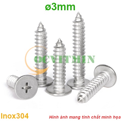 Ốc Vít Ren Xoắn Đường Kính 3mm Đầu Dẹp Mỏng Inox 304