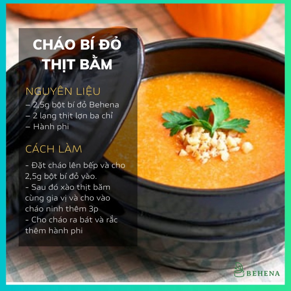 Bột Bí Đỏ  Behena 50g, Bột Rau Củ Cho Bé Ăn Dặm, Tăng Cường Sức Đề Kháng, Bổ Sung Rau, Vitamin