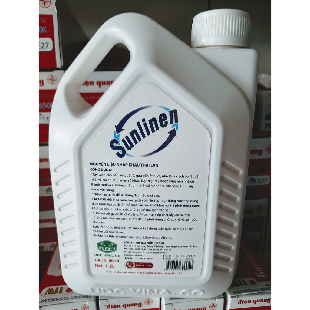Nước Lau Sàn Gạch Tẩy Sạch Sơn Nước Xi Măng Tẩy Vết Ố Bẩn Men Sứ Siêu Sạch Sunlinen 1,2 Lit