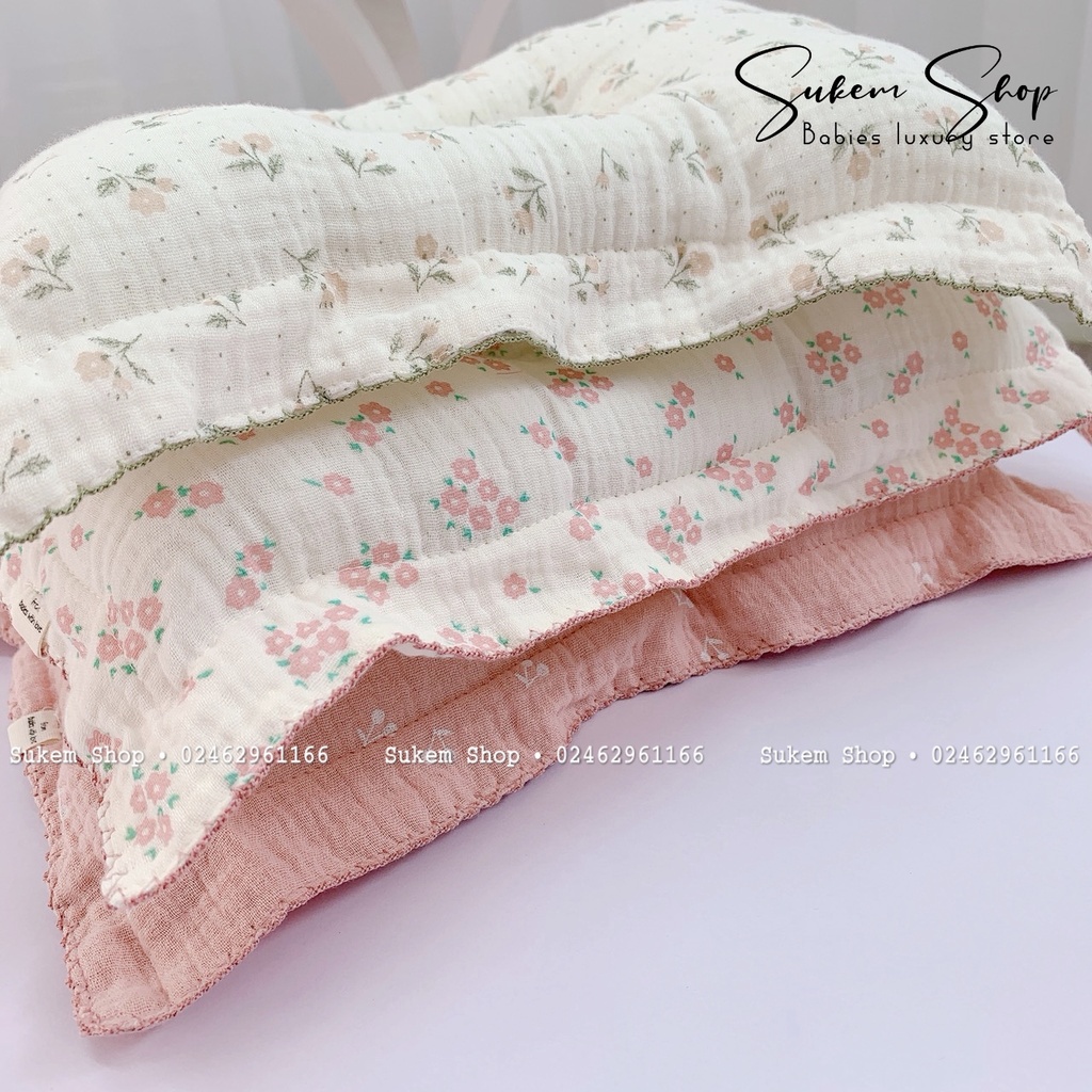Gối Xô Sơ Sinh/Gối Xô Chữ Nhật Bé Bé Thiết Kế Lõm Chống Bẹp Êm Mềm Cho Bé