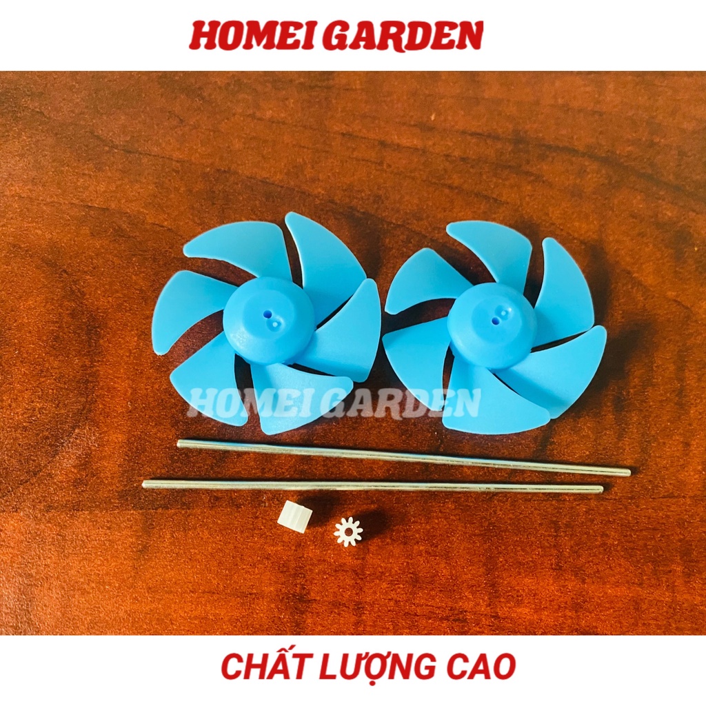 Bộ 2 chân vịt nhựa 6 cánh 50mm kèm 2 trục 2mm 2 khớp nối nhựa chế thuyền - HM0056