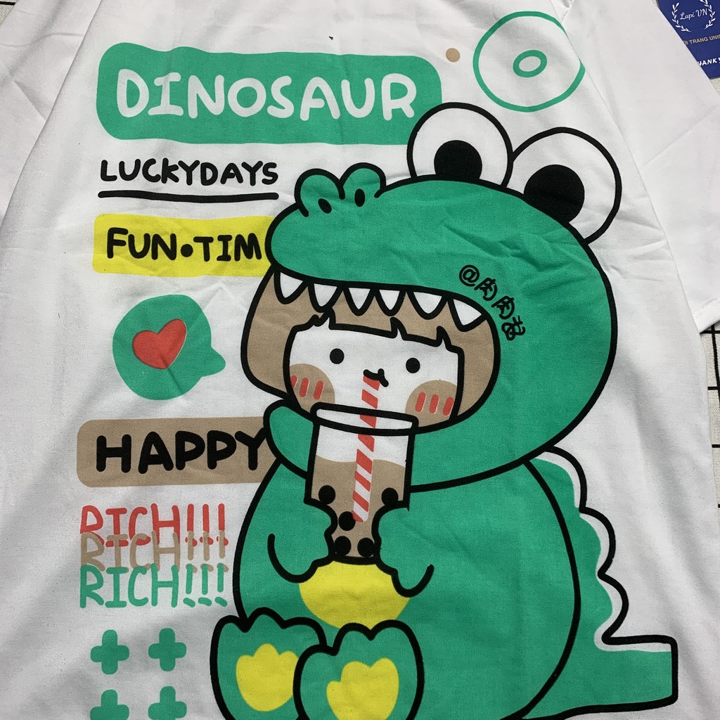 Áo Thun Unisex Nữ CGKL HAPPY Cartoon Lapi VN, Chất Cotton Form Rộng Tay Lỡ Cổ Tròn Freesize