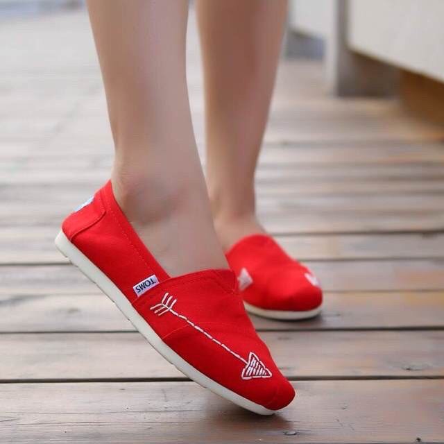 Giày toms Xương Cá Đỏ, RED (Đế cao su đúc) | BigBuy360 - bigbuy360.vn