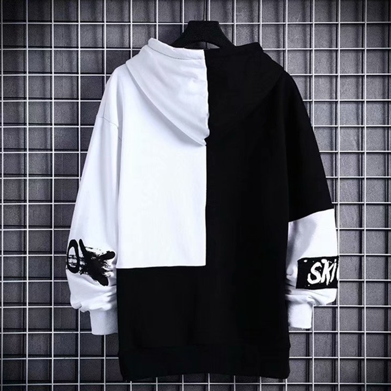 Áo hoodie tay dài form rộng phối màu phong cách Âu Mỹ cá tính cho nam | BigBuy360 - bigbuy360.vn