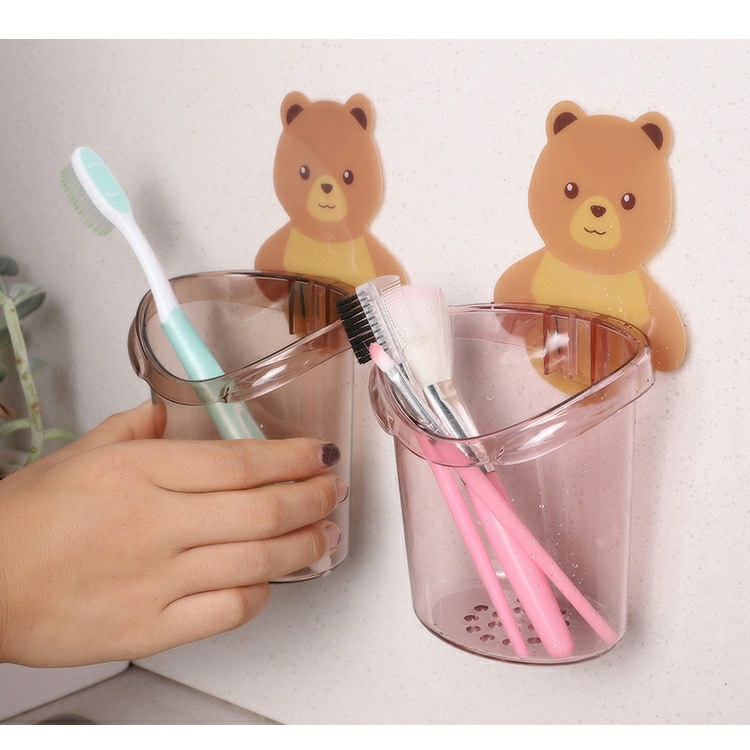 Ly Đựng Bàn Chải Và Kem Đánh Răng Gắn Tường Hình Gấu