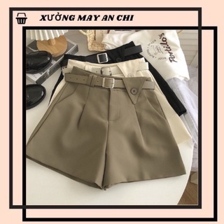 Quần short nữ ống rộng lưng cao cạp điểm tam giác