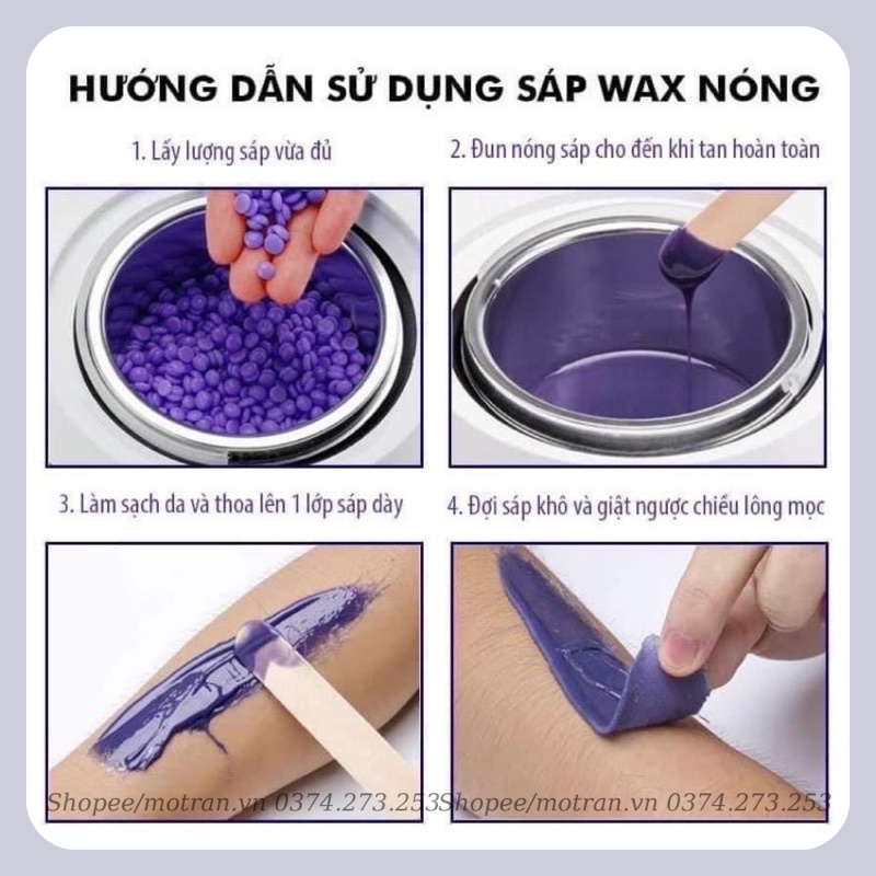 Combo triệt lông siêu tiết kiệm 100gr sáp wax bean,mỡ trăn,nồi nấu sáp chuyên dụng