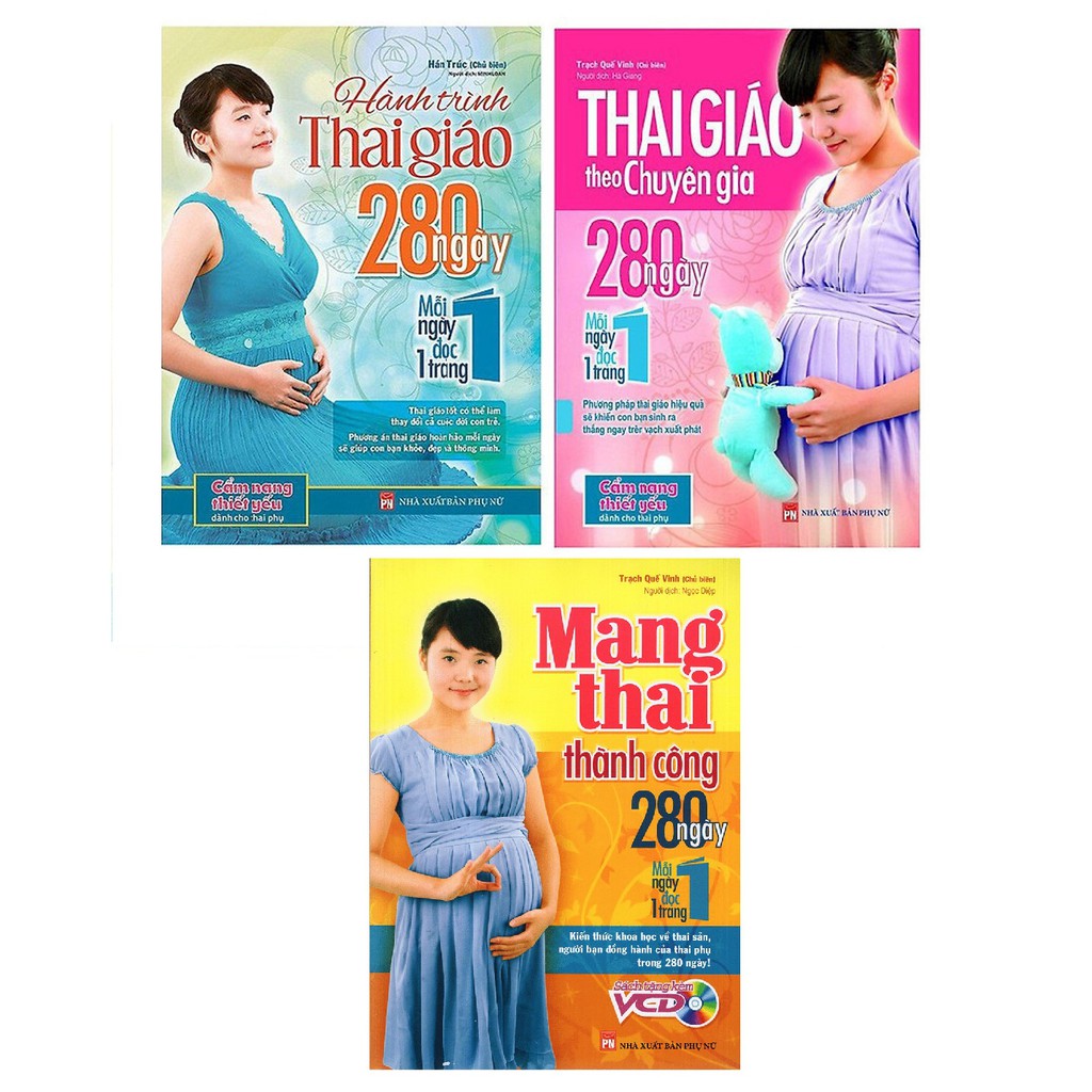 Sách - Combo 3 cuốn Thai Giáo Theo Chuyên Gia 280 Ngày Mỗi Ngày Đọc Một Trang Tặng Thẻ Giáo Dục Sớm Trẻ Thông Minh