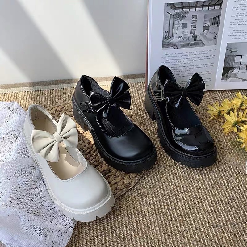 Giầy lolita cao gót kèm nơ có thể tháo rời