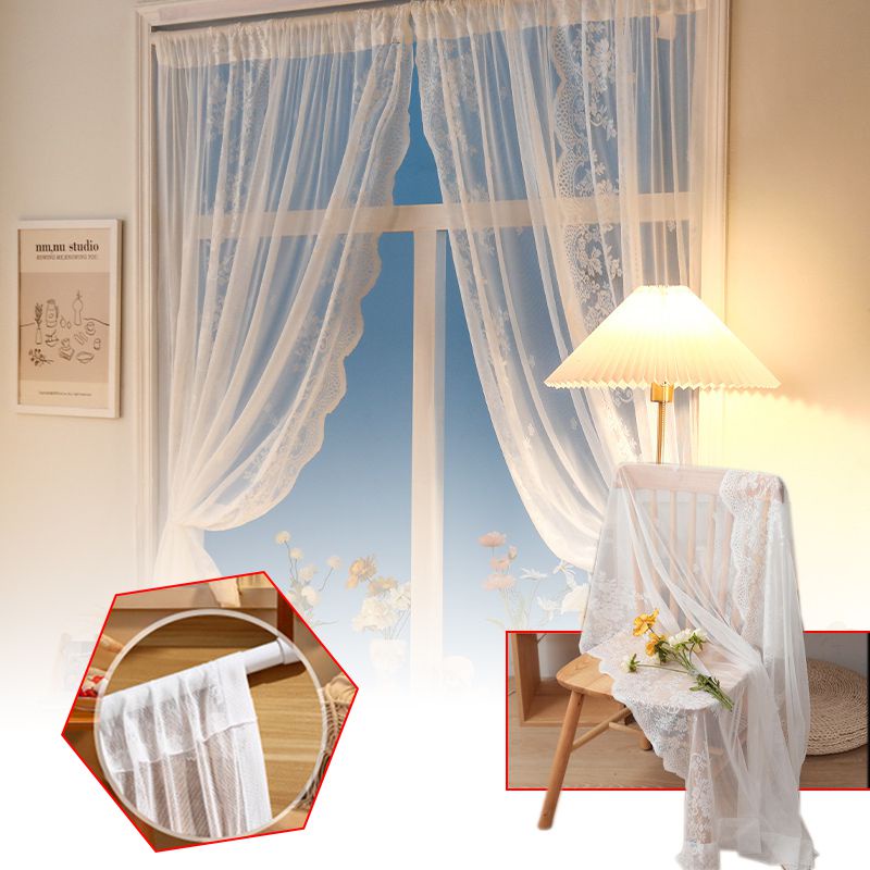Rèm cửa vải ren voan hoa xinh xắn sang trọng trang trí có dây cột